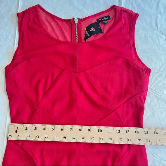 Guess SL Hedy Fitted Paneled Sleeveless Dress Red Mesh Accent (U1-2) - Picture 11 of 14